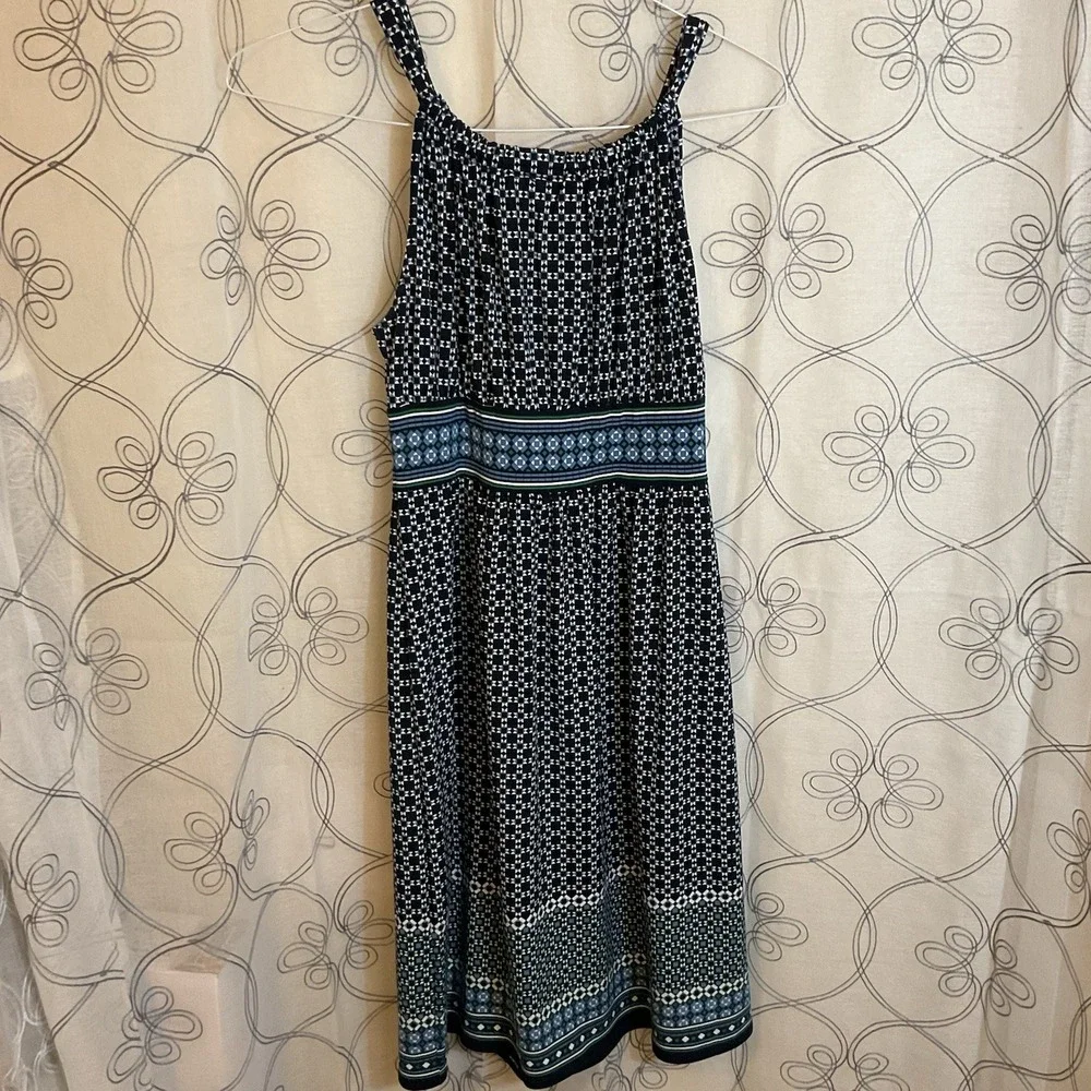 Women's Max Studio‎ Blue Geometric Print Sundress - Size XS